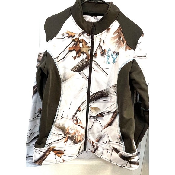 Huntworth Tops - Huntworth White & Brown with leaves  & branches Long sleeve hoodie Size XL